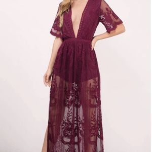 *TEAL* Boho Floral Lace Maxi Dress Romper size L